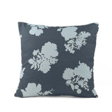Back view of Swans Island Navy Blue White Floral outdoor pillow.