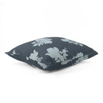 Side view of Swans Island Navy Blue White Floral outdoor pillow.