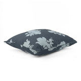 Side view of Swans Island Navy Blue White Floral outdoor pillow.