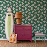 Swans Island Silhouette Unpasted Wallpaper - Forest Green