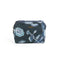 a large Temple Garden toiletry bag in navy blue features light blue floral motif.
