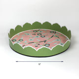 Temple Garden round tole metal tray, 18" diameter