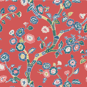 Temple Garden Lacquer Red Wallpaper