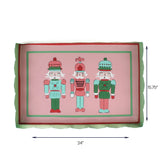 Tole metal Christmas nutcracker tray, 24" x 15.75"