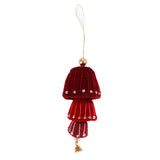 felt red lantern ornament with gold sequin accents on a white background