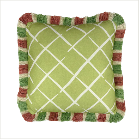 Bahama Court Meadow Green 14” Square Pillow
