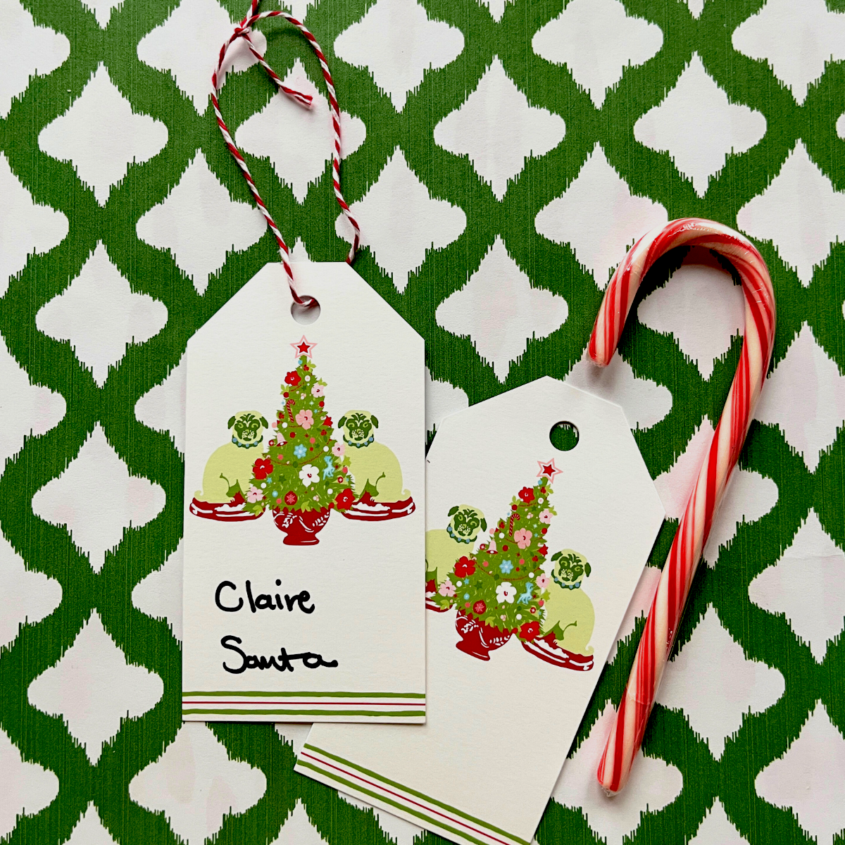 Christmas Pugs Gift Tags, Pack of 10