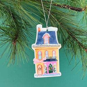 Wood Victorian-Style Homes Cute Christmas Ornaments, Set of 4