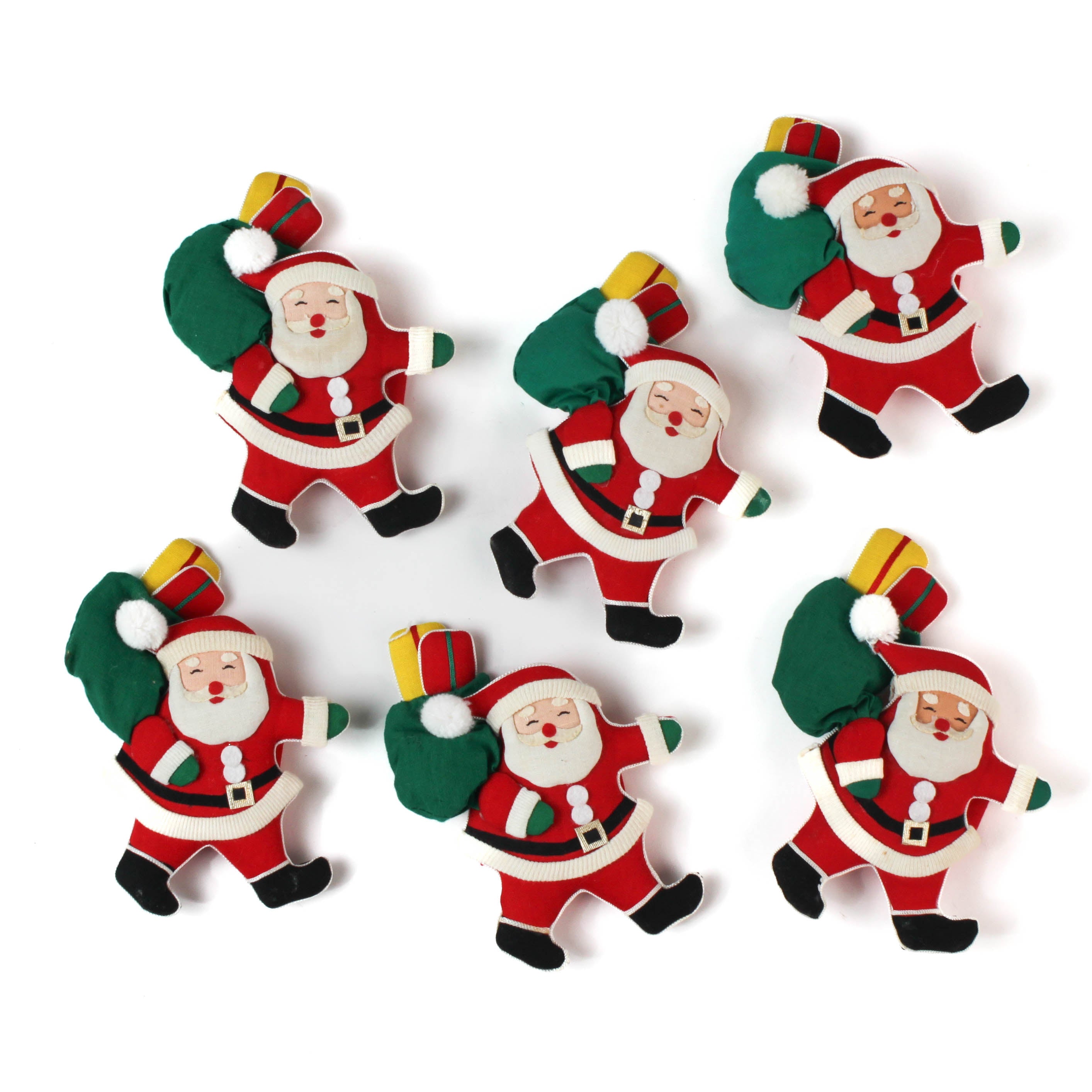Vintage Santa w/Gift Bag Christmas Napkin Rings, Set of 6