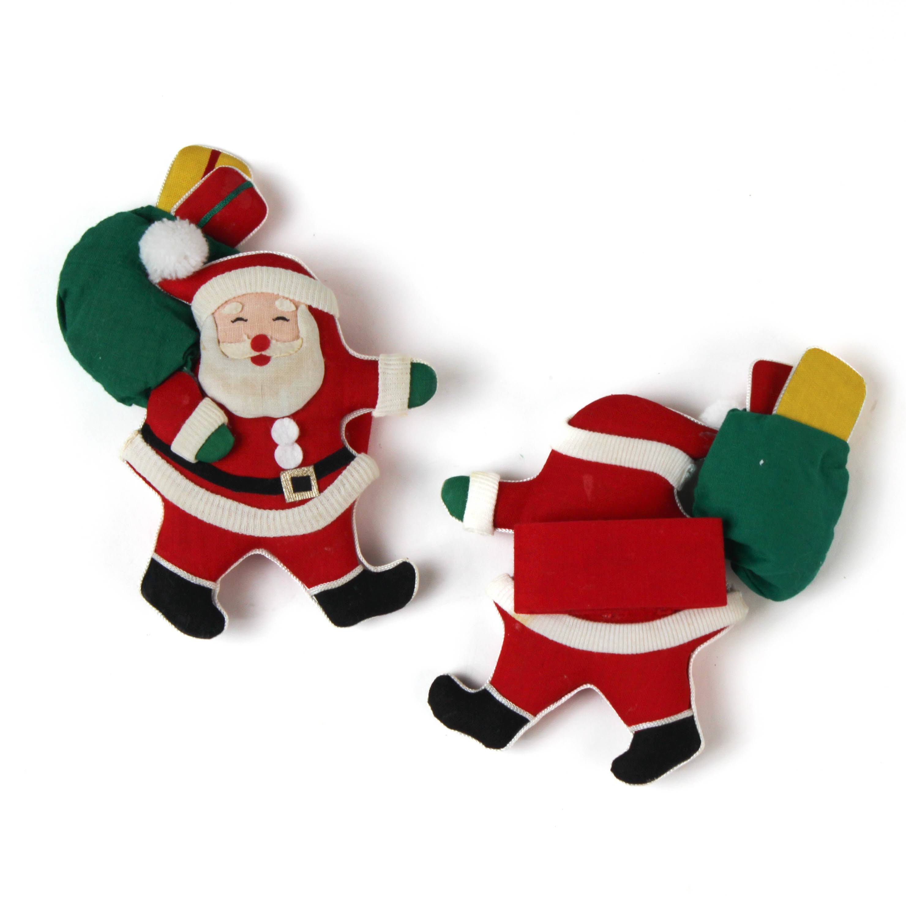 Vintage Santa w/Gift Bag Christmas Napkin Rings showing the front and back
