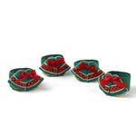 Vintage Satin Bow Bells Christmas Napkin Rings, Set of 4
