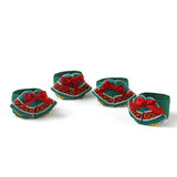 Vintage Satin Bow Bells Christmas Napkin Rings, Set of 4