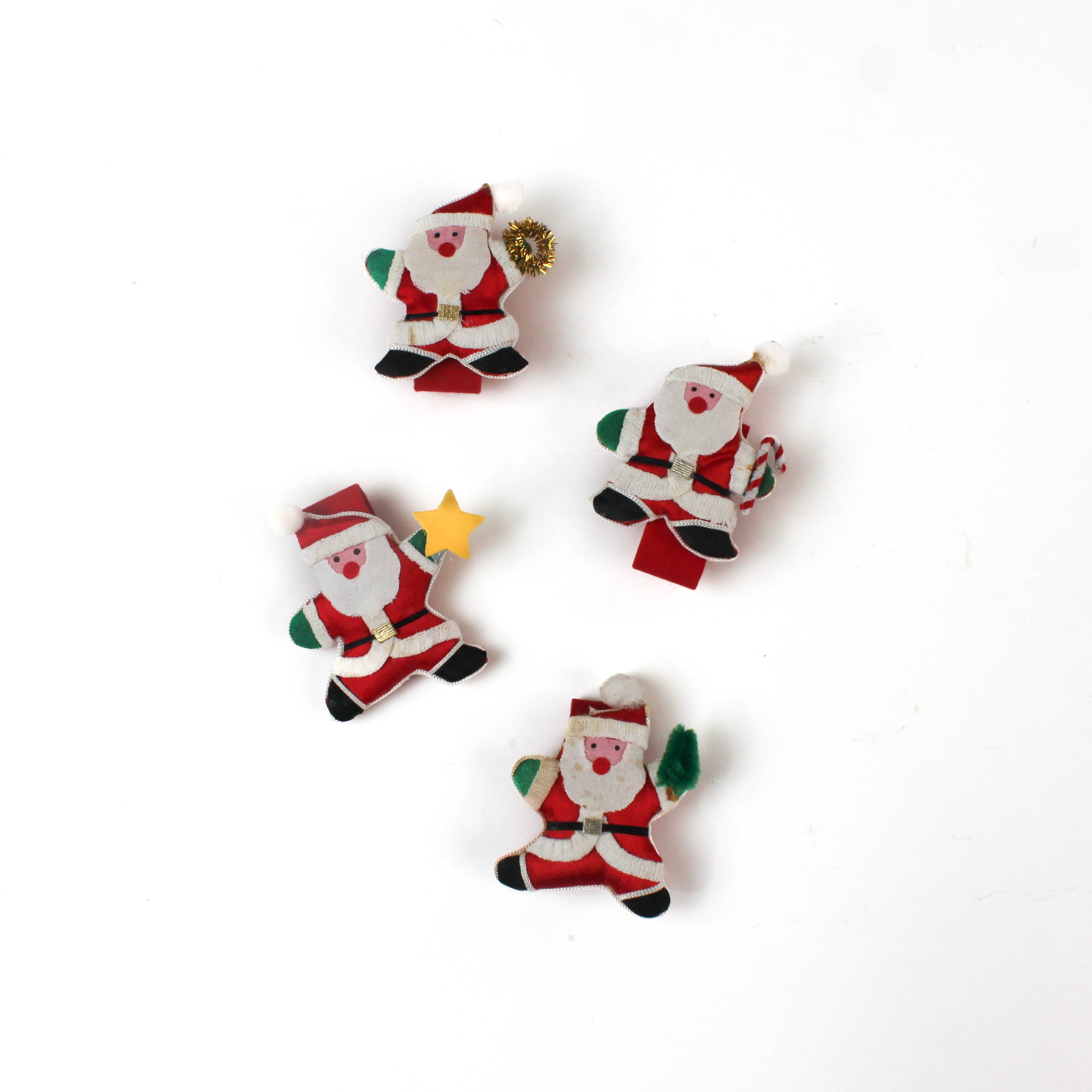 Vintage Satin Santa with Gifts Christmas Napkin Rings, Set of 4