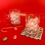 Vintage Georges Briard Snowmen Drinks Glasses with White Polka Dots