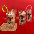 Vintage Ringing Bells Drinks Glasses, Set of 4. Red, Green and White Bells with Holly