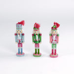 set of three Wood Glitter Nutcracker Christmas Ornaments