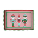 Hand-Painted Metal Christmas Nutcracker Tray featuring three colorful nutcrackers