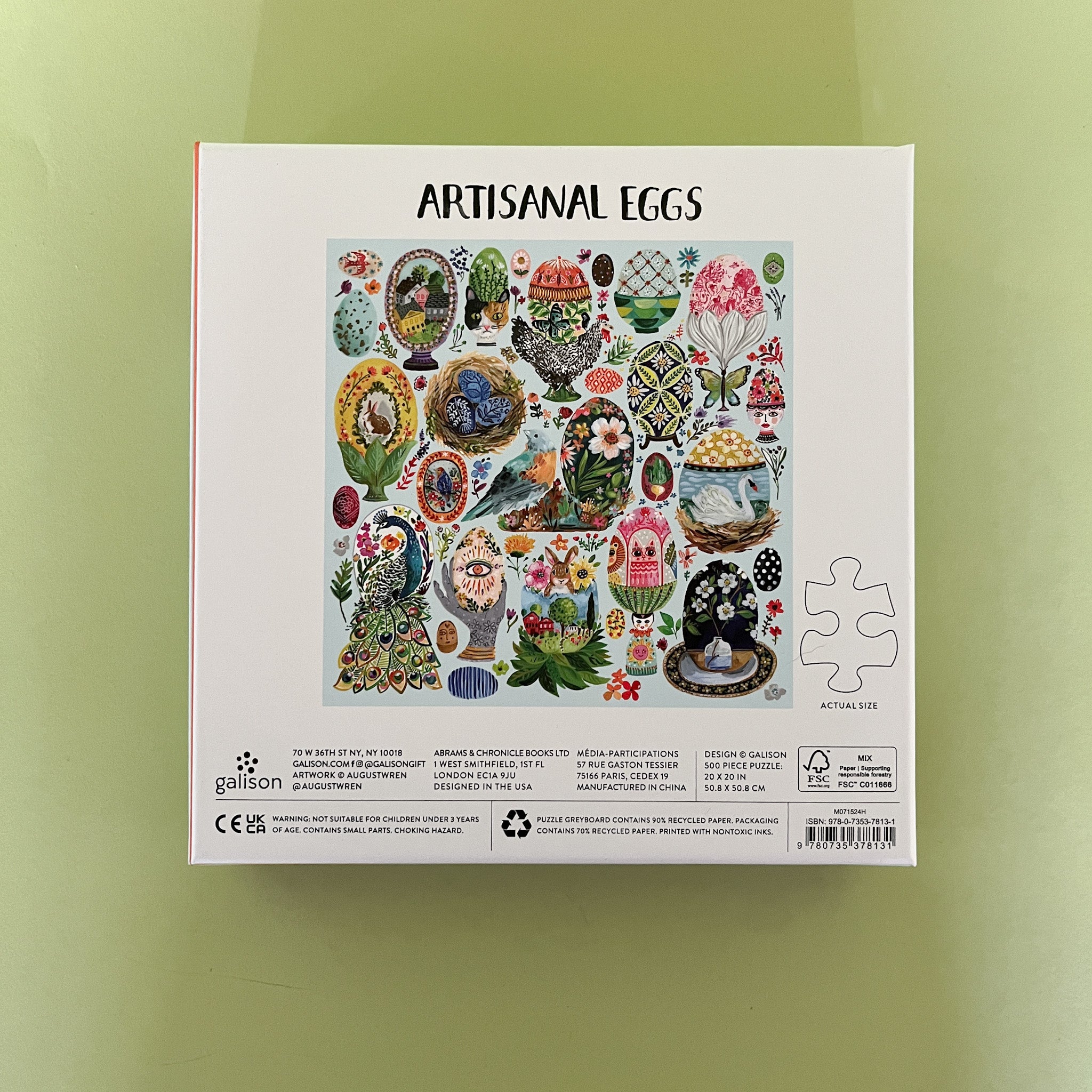 artisanal eggs 500 piece jigsaw puzzle box back