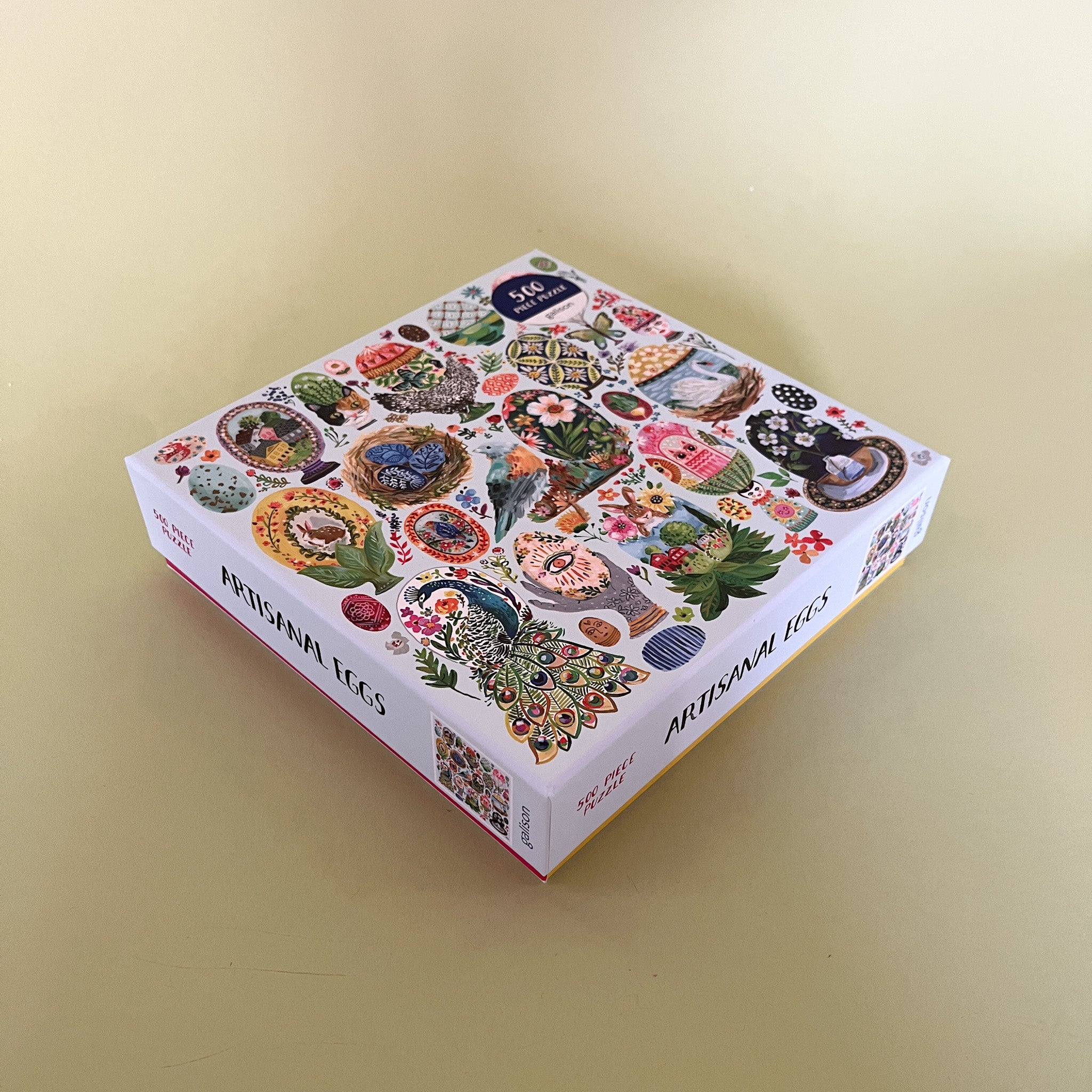 artisanal eggs 500 piece jigsaw puzzle box sideview