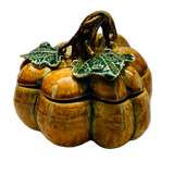 Vintage Small Ceramic Pumpkin Lidded Box
