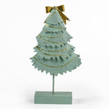 back of Green Christmas Tree Table Decorations in white background