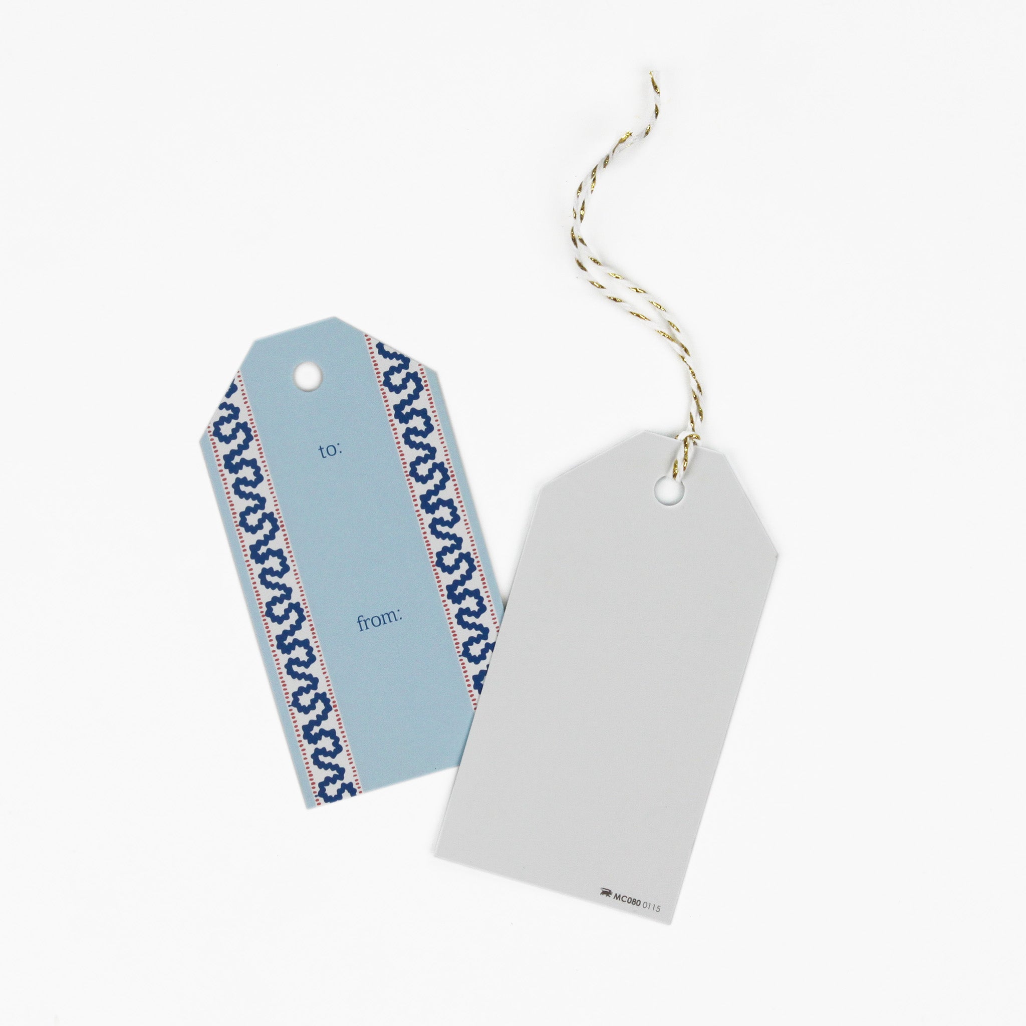 2 Harbor Trail blue Gift Tag with a space for personal message, 1 showing the back