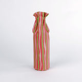 Madcap Cottage Striped wine glass bag with red and green pattern on a white background