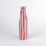 Madcap Cottage Red and white striped bottle bag on a white background