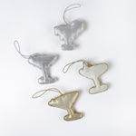 back of a set of 4 beaded cocktail christmas ornaments