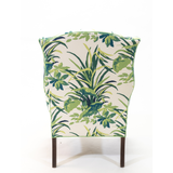 Vintage Jungle Road Palm Green Upholstered Wingback Chair