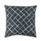 Bahama Court Trellis outdoor pillow with blue and white pattern.
