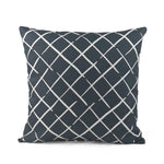 Back view of Bahama Court Trellis Blue White outdoor pillow.