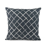 Back view of Bahama Court Trellis Blue White outdoor pillow.
