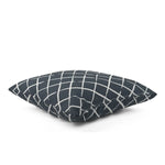 Side view of Bahama Court Trellis Blue White outdoor pillow.