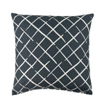 Bahama Court Trellis outdoor pillow with blue and white pattern.