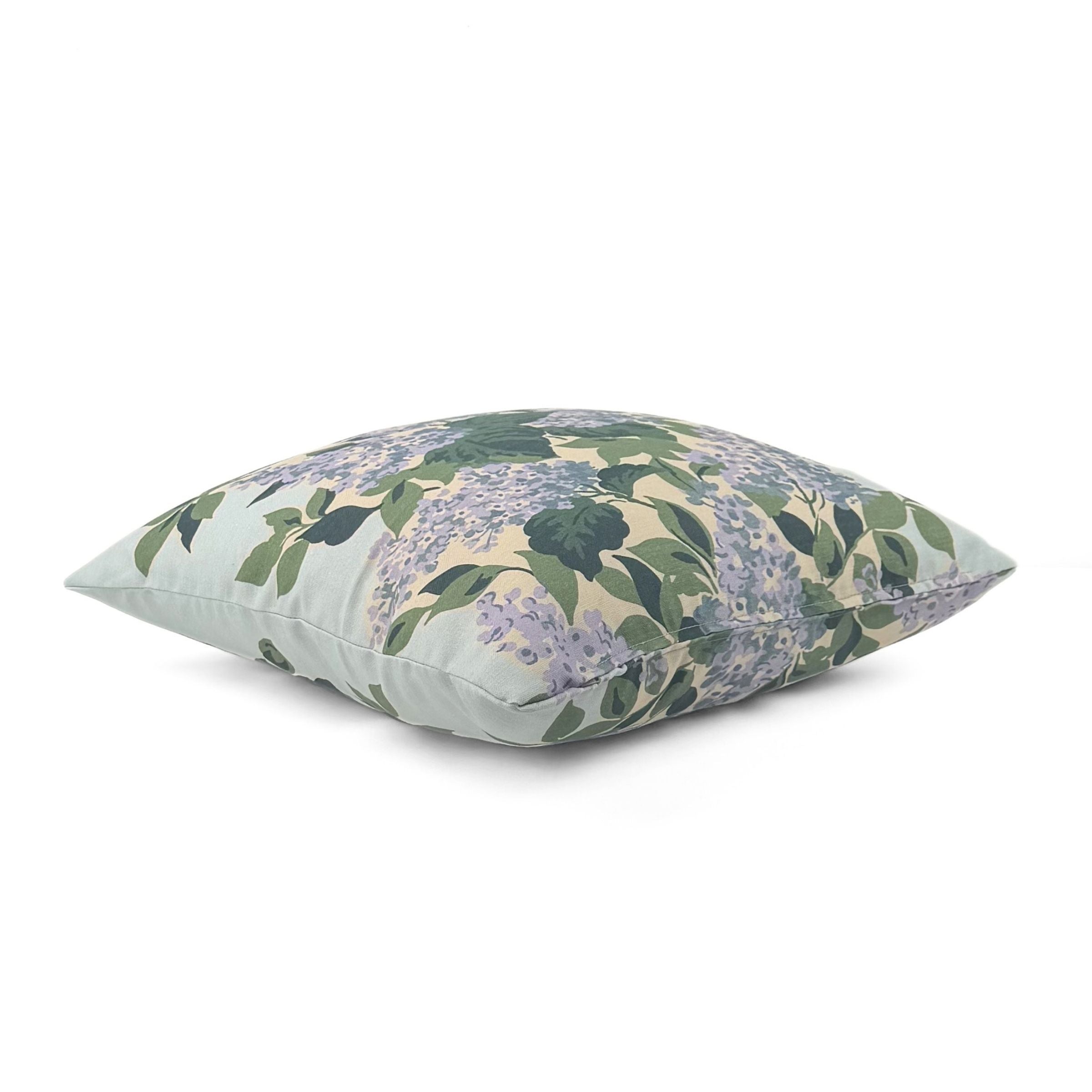 Side view of Bar Harbor Floral outdoor pillow.