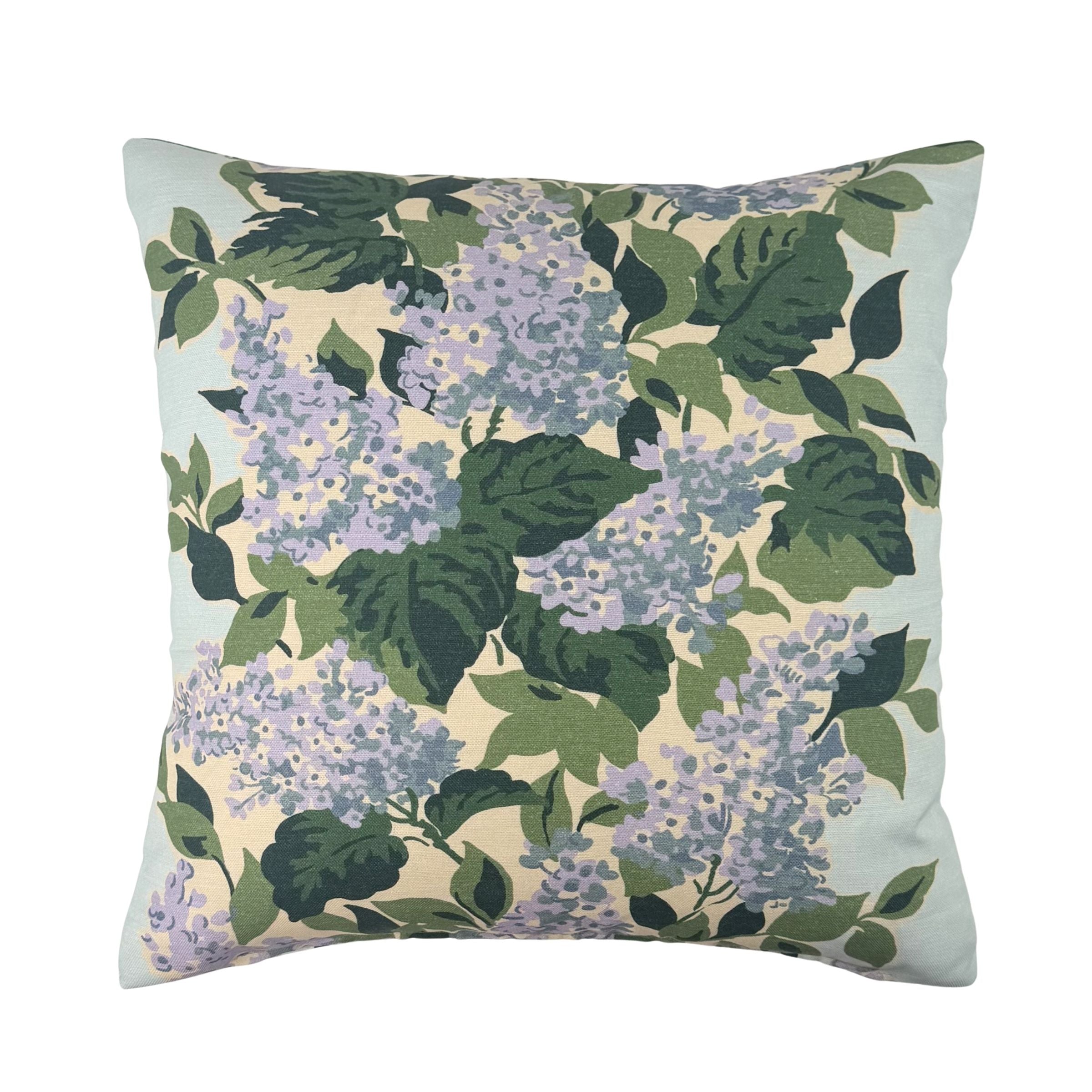 Bar Harbor Floral outdoor pillow with soft botanical design.