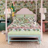 Grand Tour Bench w/Gin Lane Rhubarb Gingham Upholstery