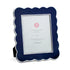 Blue 8 x 10 scalloped photo frame on a white background
