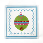 a large blue square Acrylic Trays with Ornament motif on it on a white background