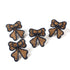 a set of four rattan bow napkin rings with blue outlines on a white background. 