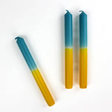 Blue/Yellow Taper Candles, Set of 3