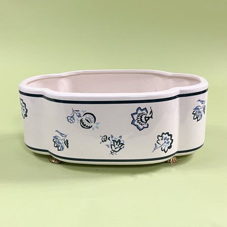 Bonjour Provence Navy Blue/Cream Porcelain Oval Planter