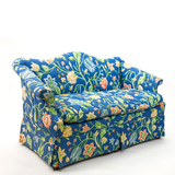 Vintage Blue Floral/Strawberries Polished Cotton Cabriole Sofa
