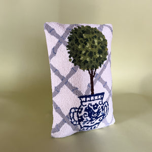 blue topiary pillow side view