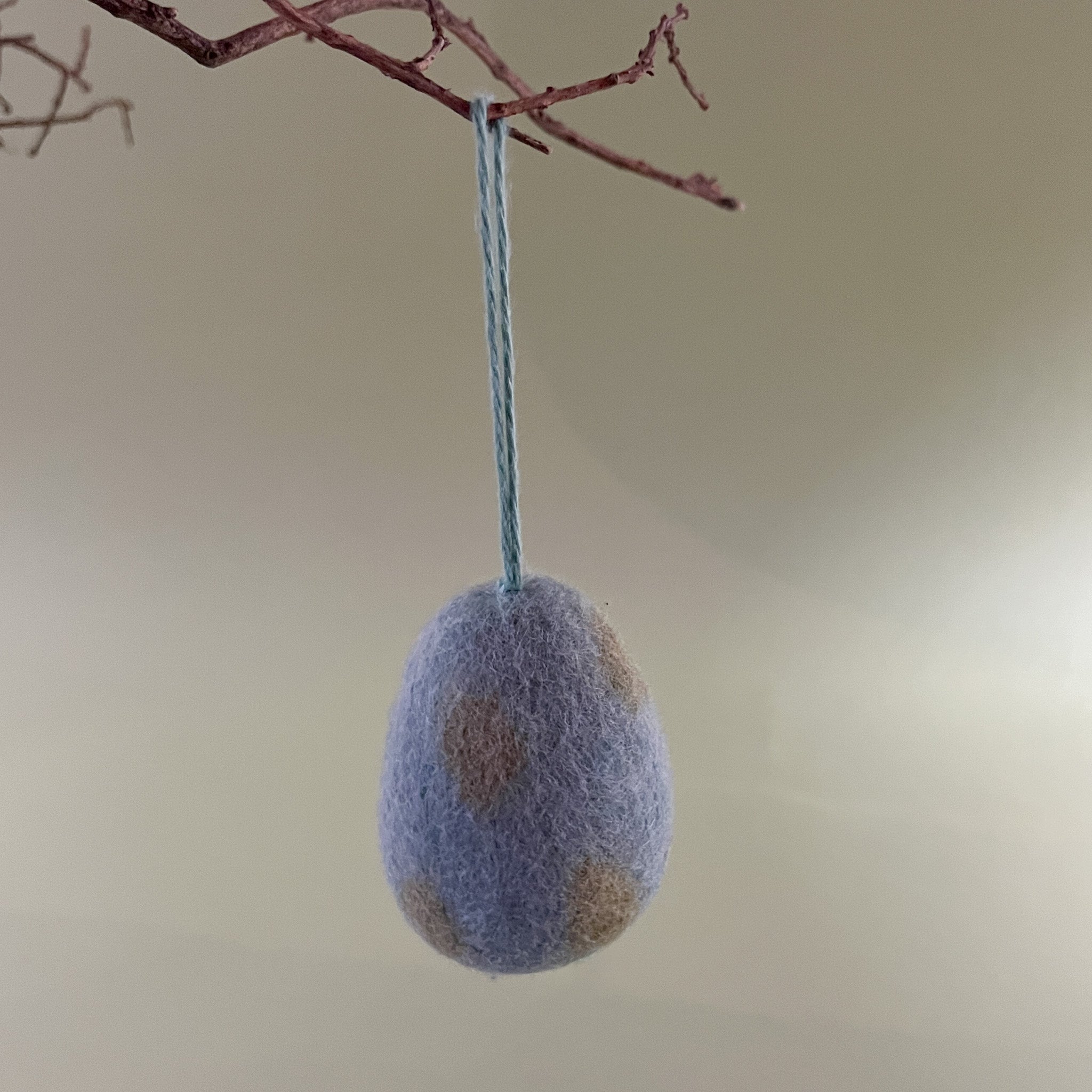 blue felted wool easter egg ornament