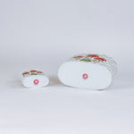 Cottage Grove Geraniums red caddy bottom view in large and small on a white background