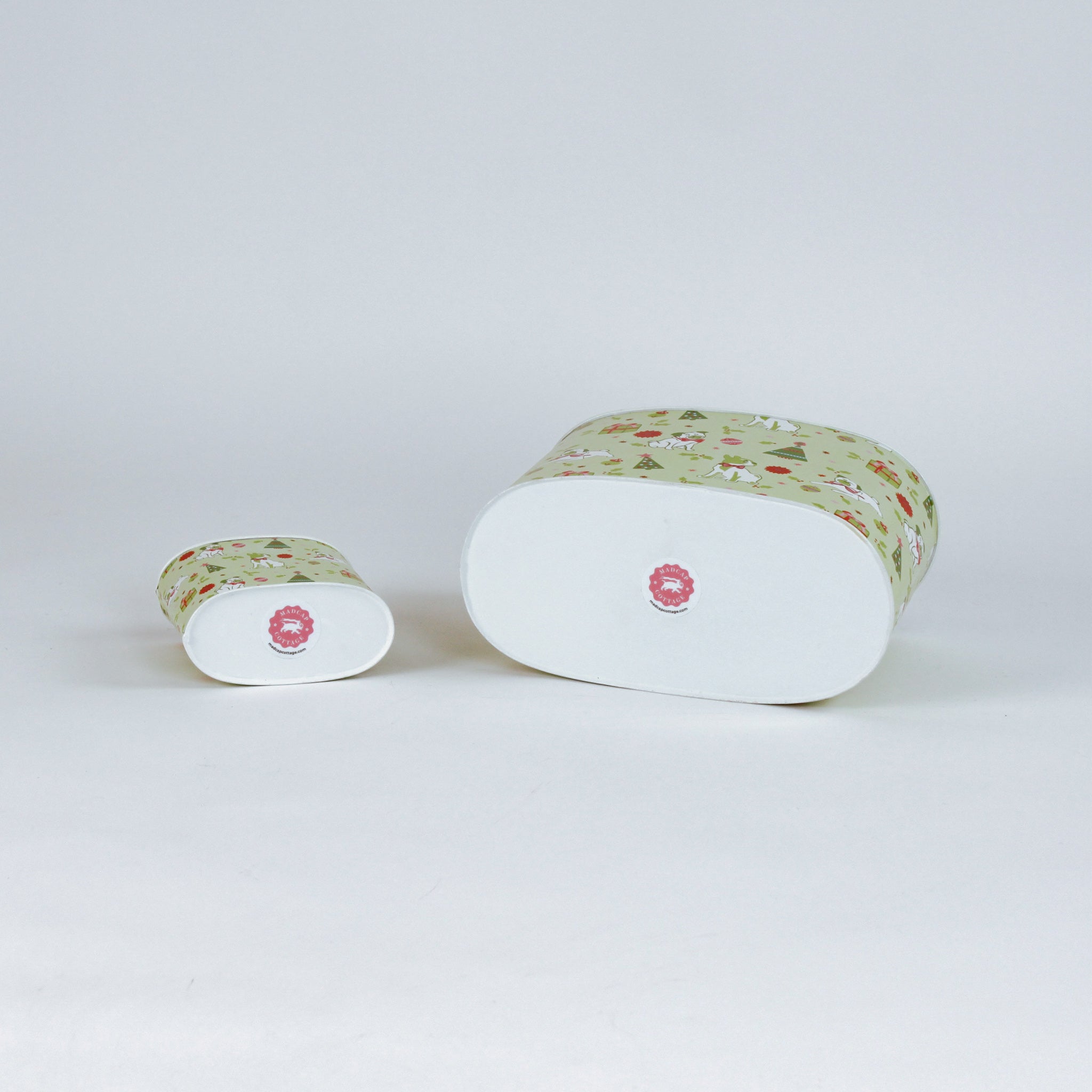 bottom view of 2 madcap cottage pug caddy set with white background