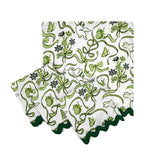 Springtime Bunnies and Bow Print Green Cloth Dinner Napkins with Ric Rac, Set of 4