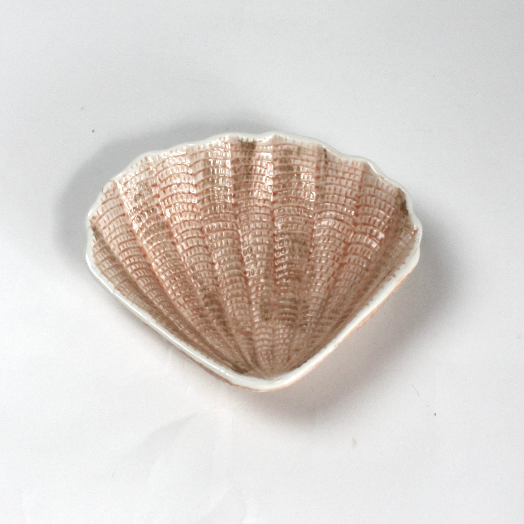 A small brown ceramic shell bowl